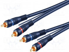 RCA kabel se zemnícím vodičem, modrý
