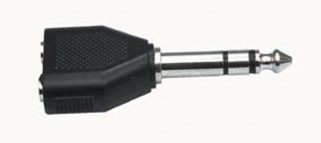 Redukce Jack 6,3mm vidlice stereo / 2x jack 3,5mm zásuvka stereo