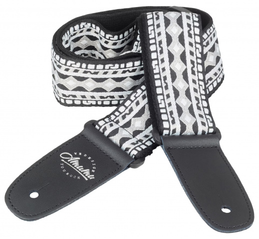 Hootenanny Embroidery Cotton Strap Black & White